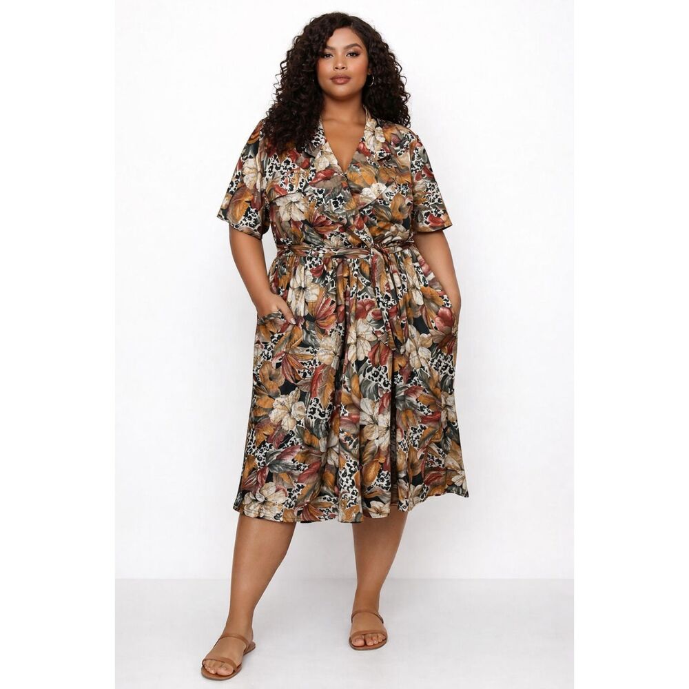 Vintage Jenny Tropical Print Dress - Size 18